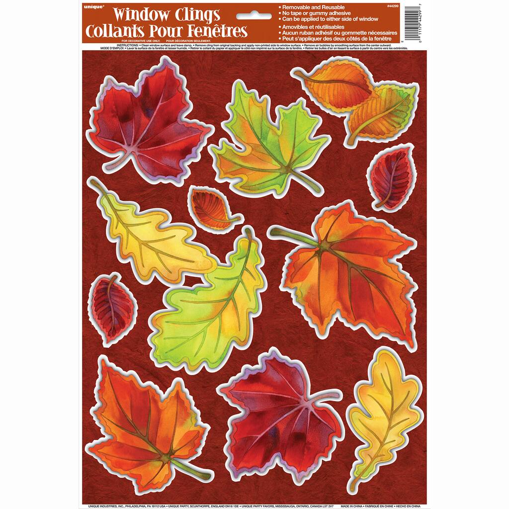 Crisp Fall Leaves Static Window Clings Fall Party Decorations